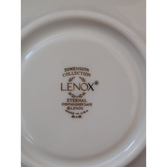 Lenox Dimension Collection Eternal Gold Ivory Set of 4 Saucers & 1 Teacup USA - Picture 6 of 6
